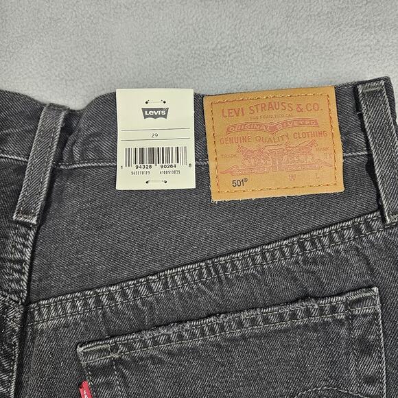 Levi's 501 Shorts Womens Size 29 Denim Black Raw Hem Cutoffs Coquette High Rise - Picture 6 of 11